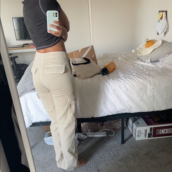 ZARA Straight Cargo Pants Beige US 0/ EU 32 - Picture 5 of 5